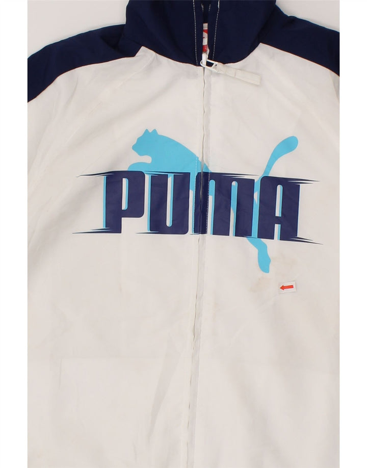 PUMA Boys Graphic Tracksuit Top Jacket 11-12 Years Large  White Vintage Puma and Second-Hand Puma from Messina Hembry 
