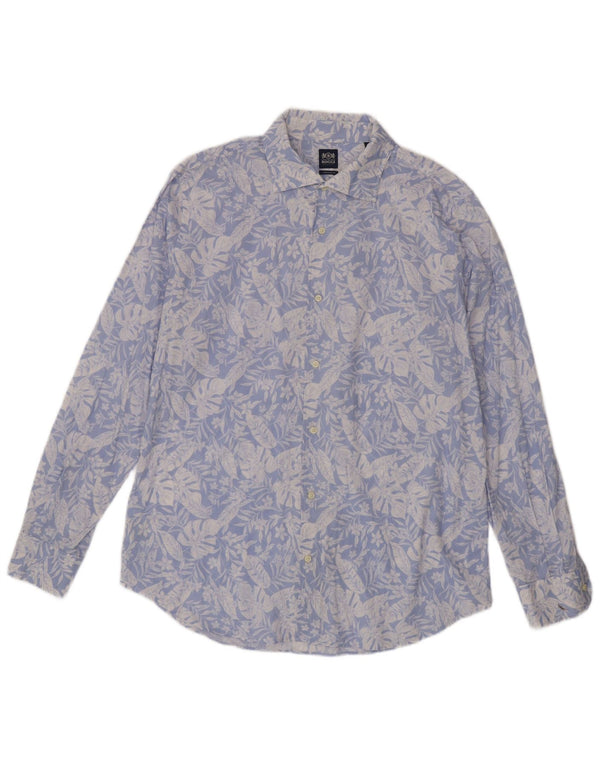 Cămașă Boggi pentru bărbați, cu formă regulată, XL, albastru, bumbac, floral, tropical