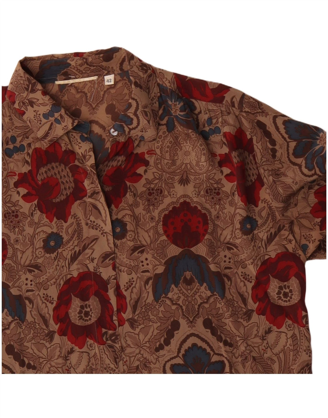Bluză Cămașă Vintage Femei IT 42 Maro Mediu Floral