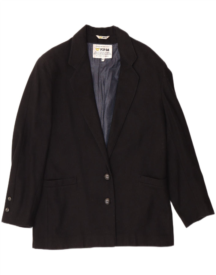 POP 84 Womens 2 Button Blazer Jacket UK 14 Medium Black Wool Vintage POP 84 and Second-Hand POP 84 from Messina Hembry 