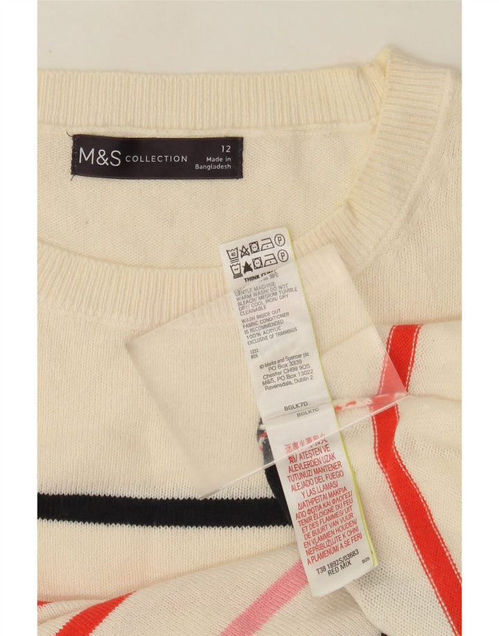 Pulover pentru femei Marks & Spencer cu decolteu rotund cu dungi albe medii UK 12