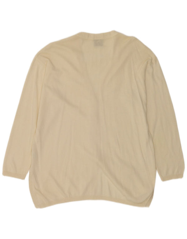 Pulover cardigan supradimensionat pentru femei Krizia UK 18 XL bumbac alb