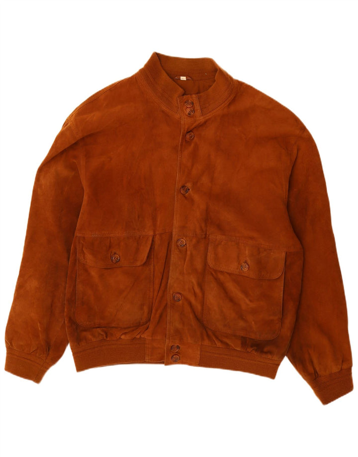 Jachetă vintage pentru bărbați din piele intoarsa IT 58 4XL din piele maro