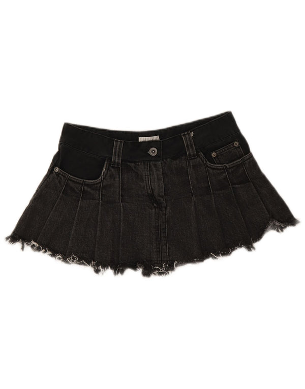Fusta mini denim Topshop pentru femei cu talie joasă UK 8 Small W28 bumbac negru