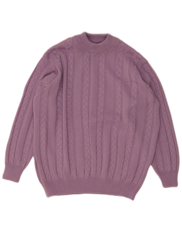 Vintage Womens Crew Neck Jumper Sweater UK 16 Large Purple Polyacrylic