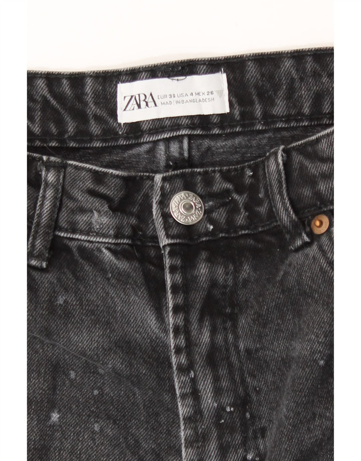 Pantaloni scurți din denim învechit pentru femei Zara EU 36 XS W26 Negru