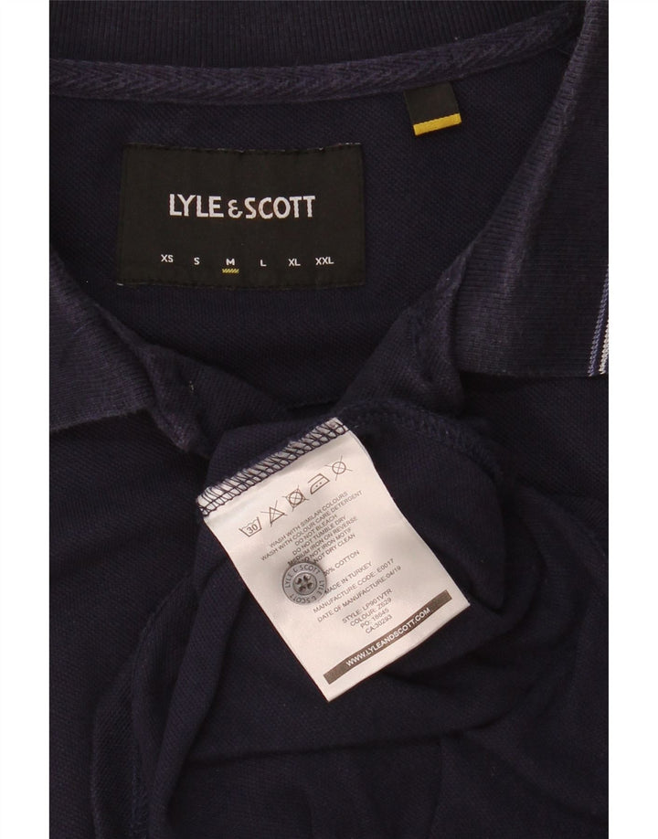 Tricou polo cu mânecă lungă pentru bărbați Lyle & Scott, bumbac bleumarin mediu