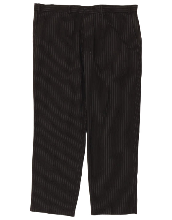 Marks & Spencer Pantaloni drepți pentru bărbați L40 L29 Negru cu dungi