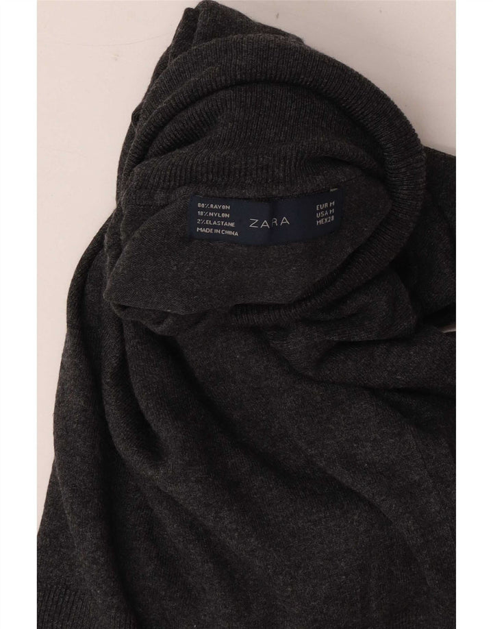 Pulover pentru femei cu gât rulat Zara UK 12, raion gri mediu