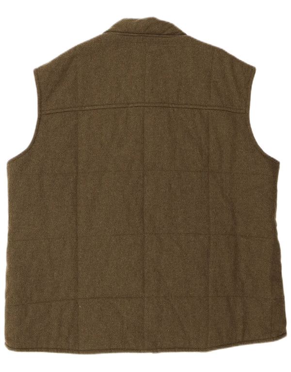 Gilet matlasat vintage pentru bărbați UK 40 mare, lână virgină kaki