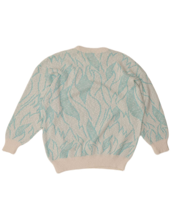 Pulover VINTAGE pentru femei cu decolteu rotund IT 50 XL turcoaz color block