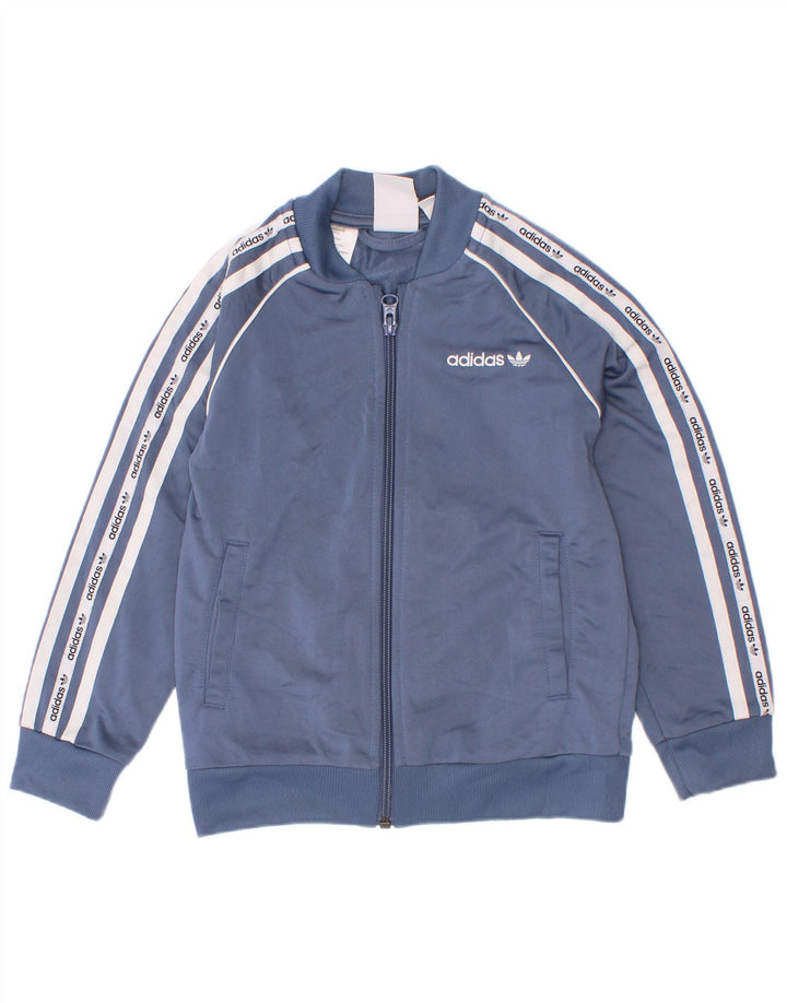 Jachetă de top pentru trening cu grafică Adidas pentru băieți 5-6 ani, albastru, color block