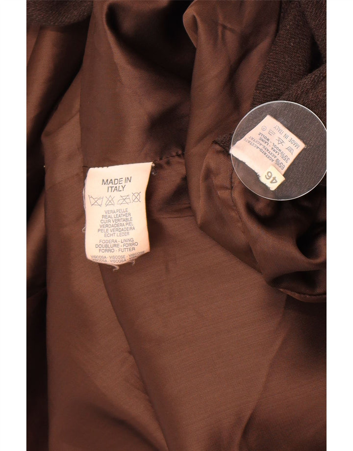 Palton din piele vintage pentru femei IT 46 din piele maro mare