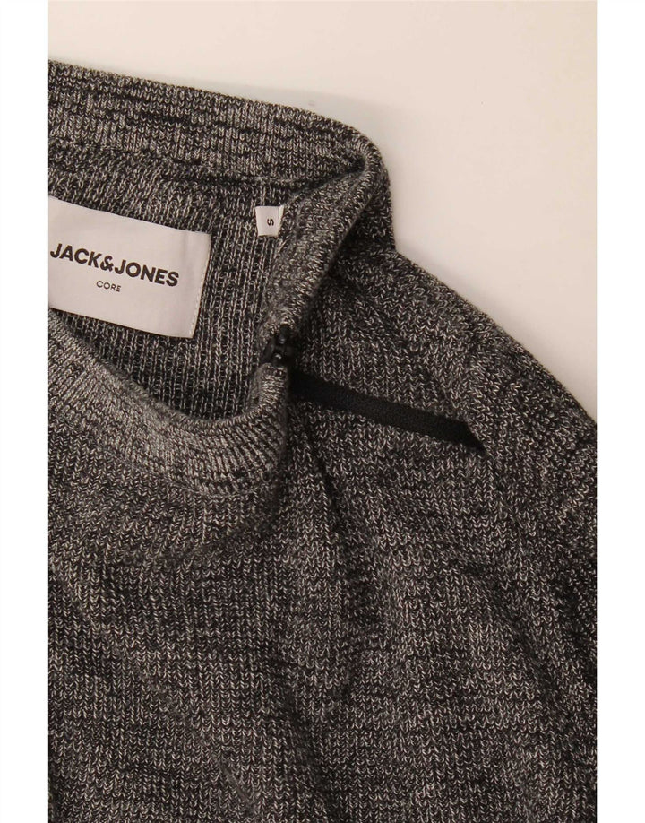 Pulover Jack & Jones pentru bărbați, cu tăiere obișnuită, cu fermoar, cu gât, mic, pete gri
