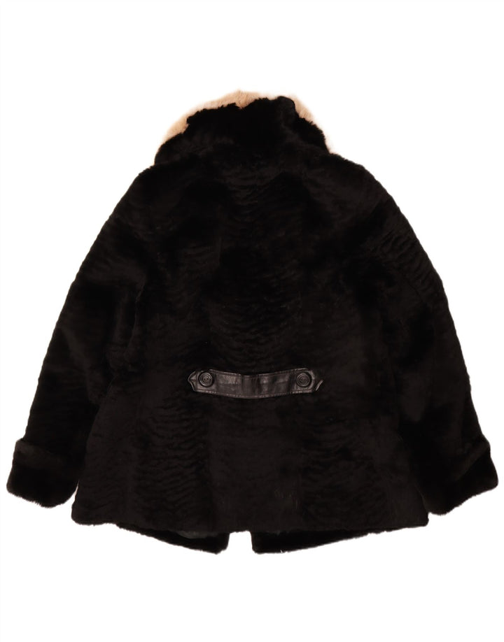 Jachetă de blană artificială pentru femei VINTAGE UK 14 Medium Black