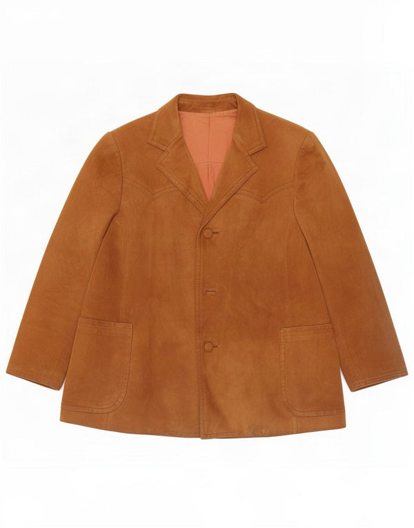 Blazer vintage pentru bărbați cu 2 nasturi din piele intoarsa UK 40, maro, mare