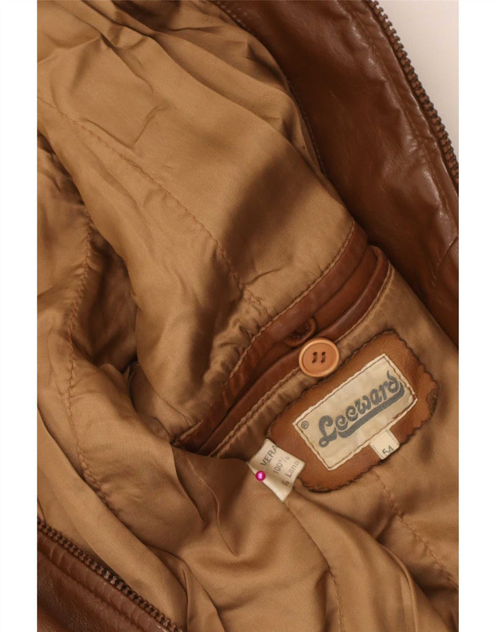 Geaca de piele vintage pentru barbati IT 54 XL maro