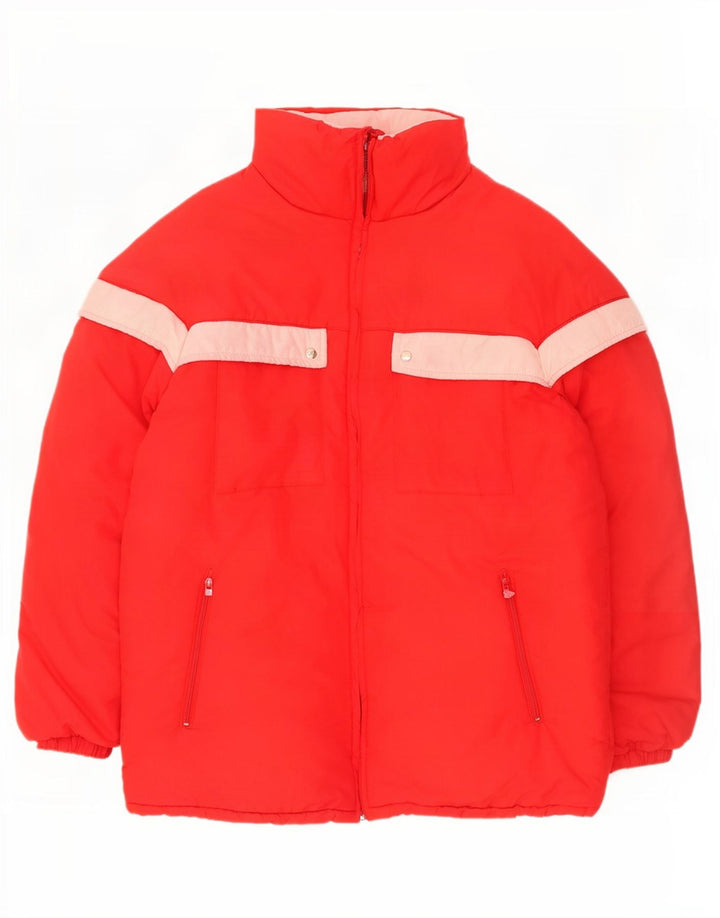 Jachetă căptușită cu glugă vintage pentru bărbați IT 52 XL Poliamidă color bloc roșu