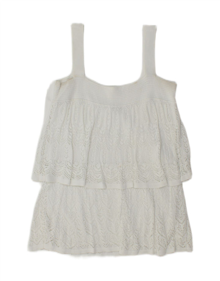 RELISH Womens Knit Cami Top UK 14 Large White Viscose Vintage Relish and Second-Hand Relish from Messina Hembry 