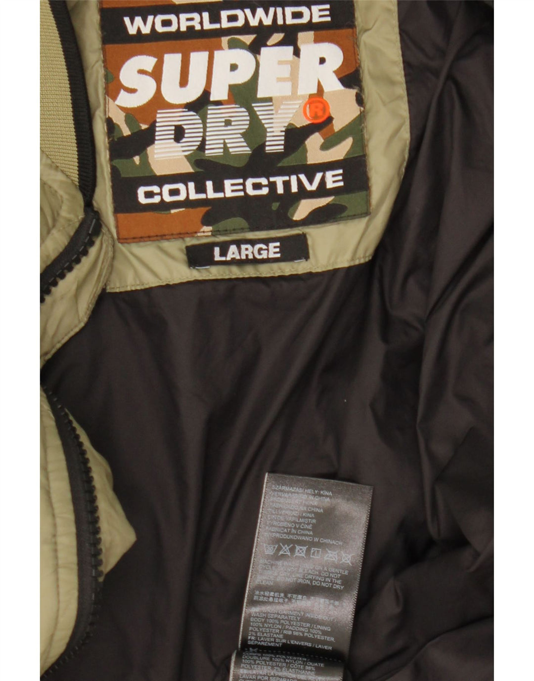 Jachetă căptușită pentru bărbați Superdry UK 40, nailon mare kaki