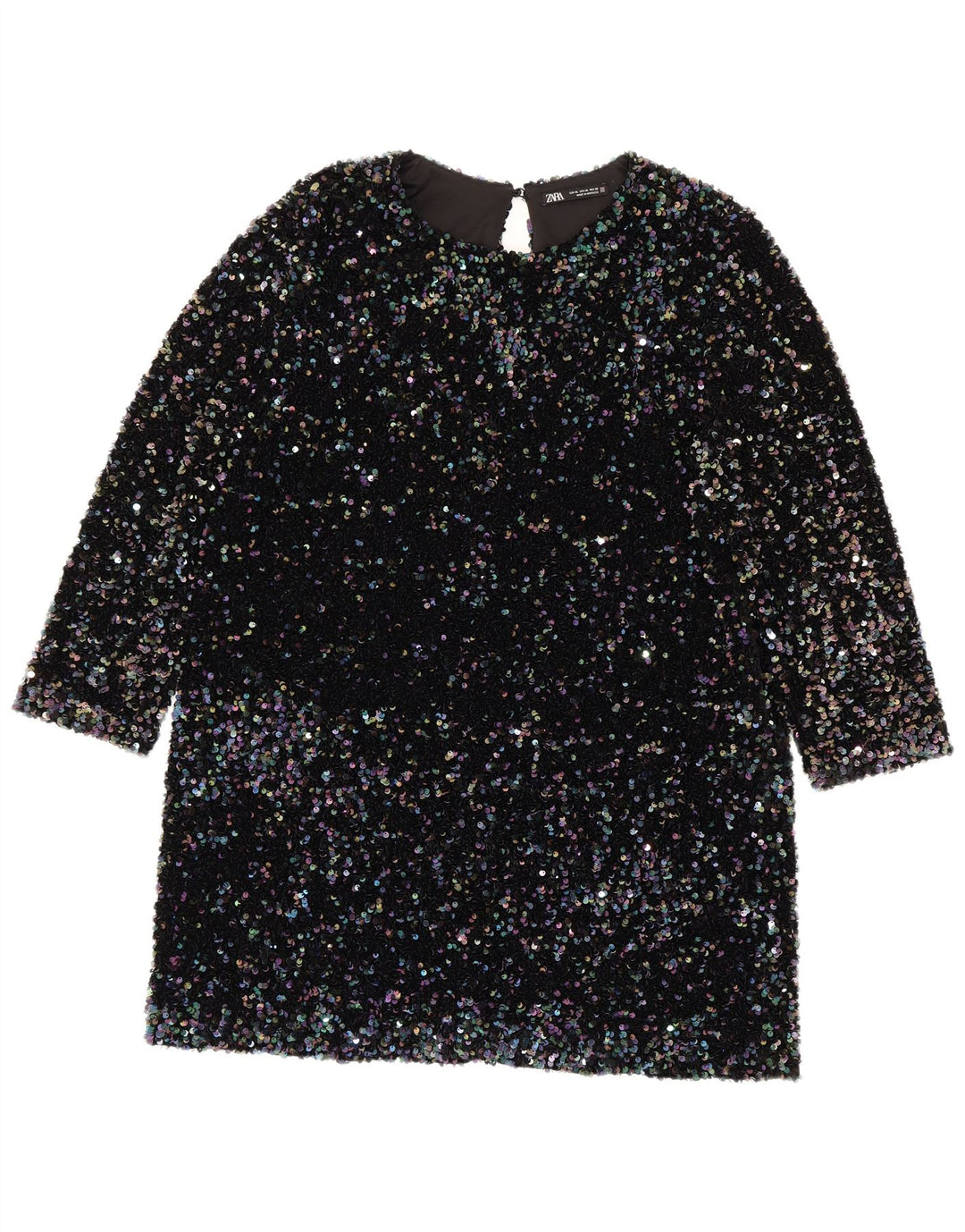 Rochie pentru femei Zara cu maneci 3/4 cu paiete, poliester multicolor UK 18 XL