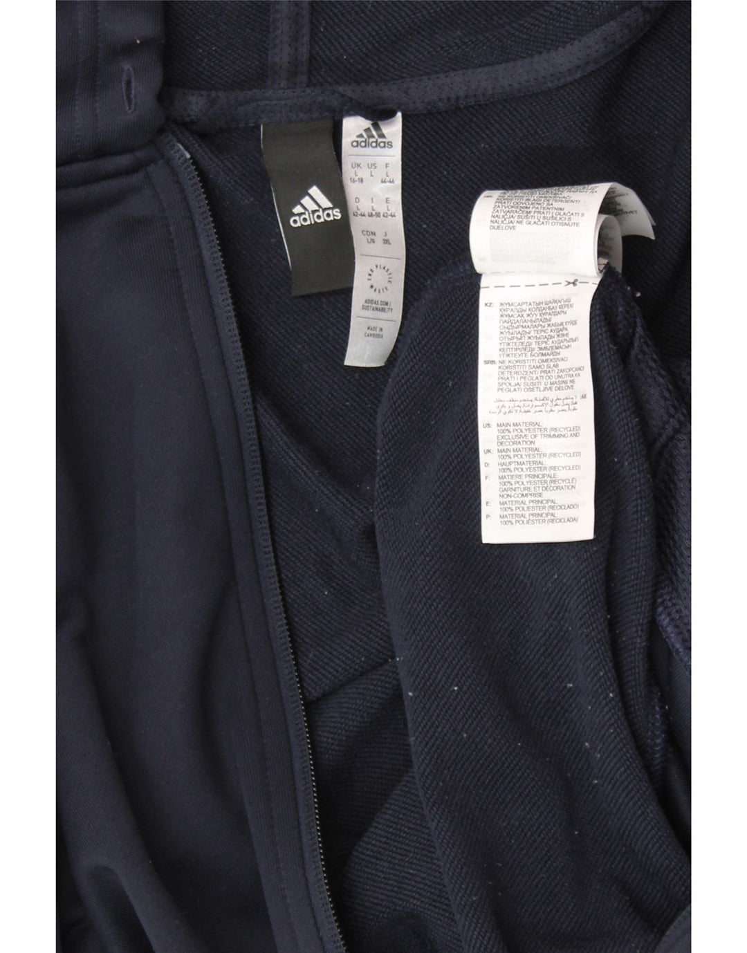 Pulover ADIDAS pentru femei, cu grafică, cu fermoar, Marea Britanie 16/18, mare, bleumarin