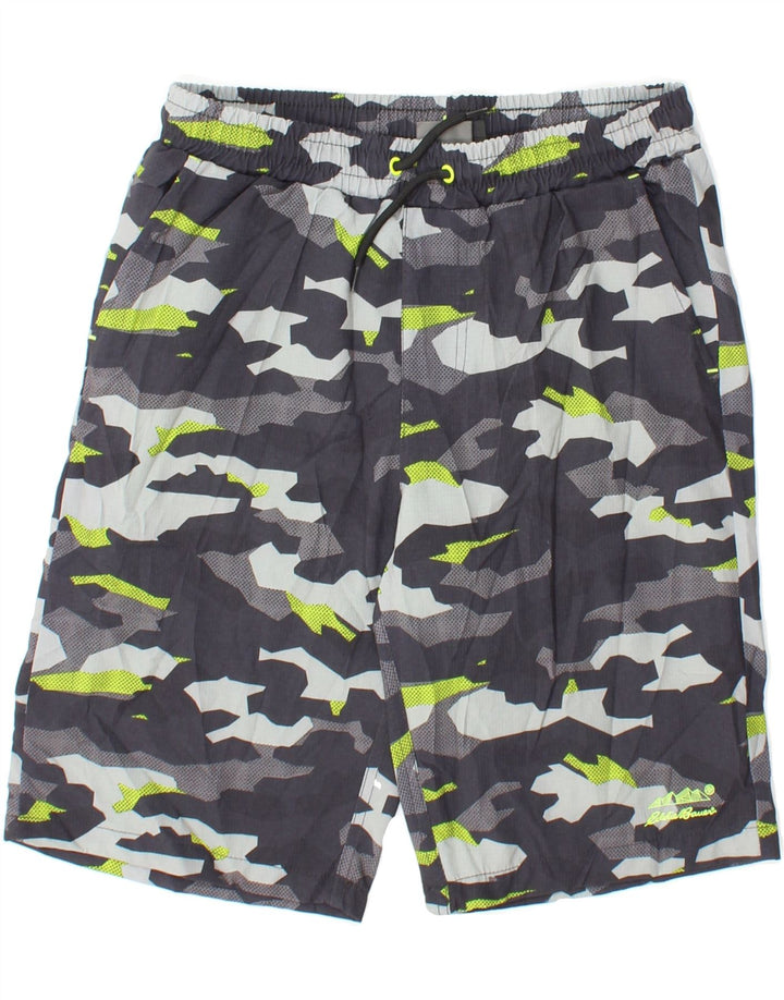 EDDIE BAUER Boys Sport Shorts 14-15 Years Large  Grey Camouflage Polyester Vintage Eddie Bauer and Second-Hand Eddie Bauer from Messina Hembry 