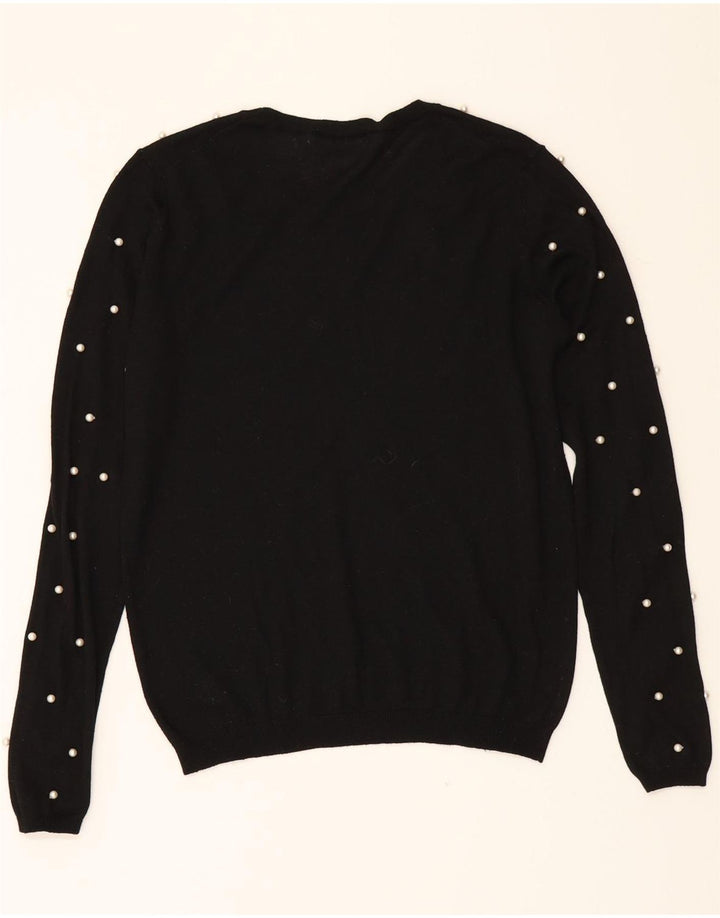 ZARA Womens Boat Neck Jumper Sweater UK 14 Medium Black Vintage Zara and Second-Hand Zara from Messina Hembry 