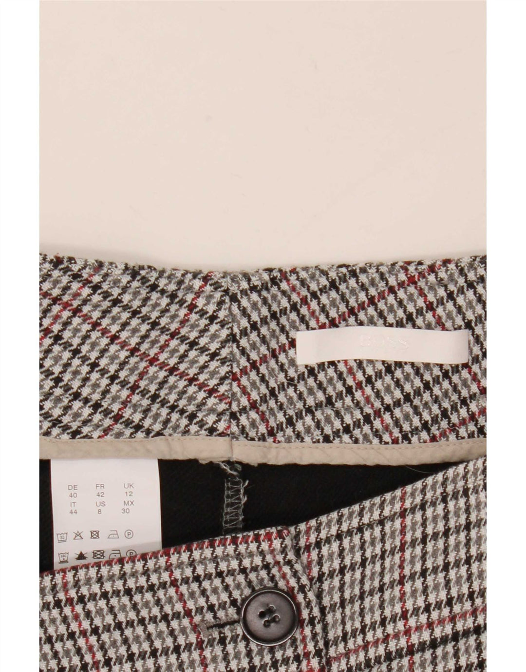 Hugo Boss Pantaloni de costum pentru femei UK 12 Medium L32 L27 Gri Houndstooth