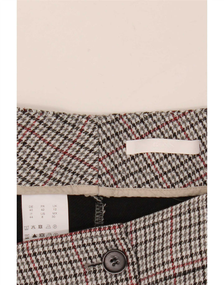 Hugo Boss Pantaloni de costum pentru femei UK 12 Medium L32 L27 Gri Houndstooth