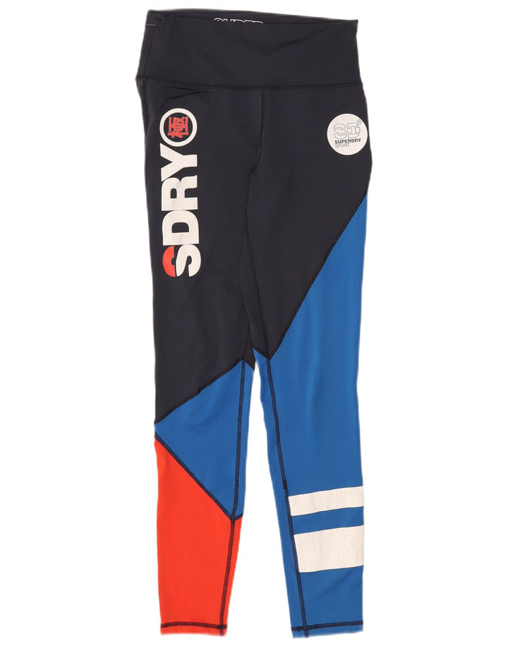 Leggings cu grafică pentru femei Superdry UK 8 mici, bleumarin, color block