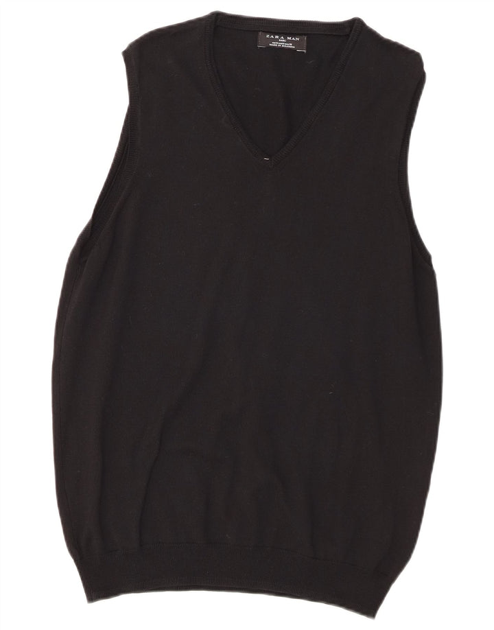 Zara Barbati Vesta Tank Top Bumbac Mediu Negru