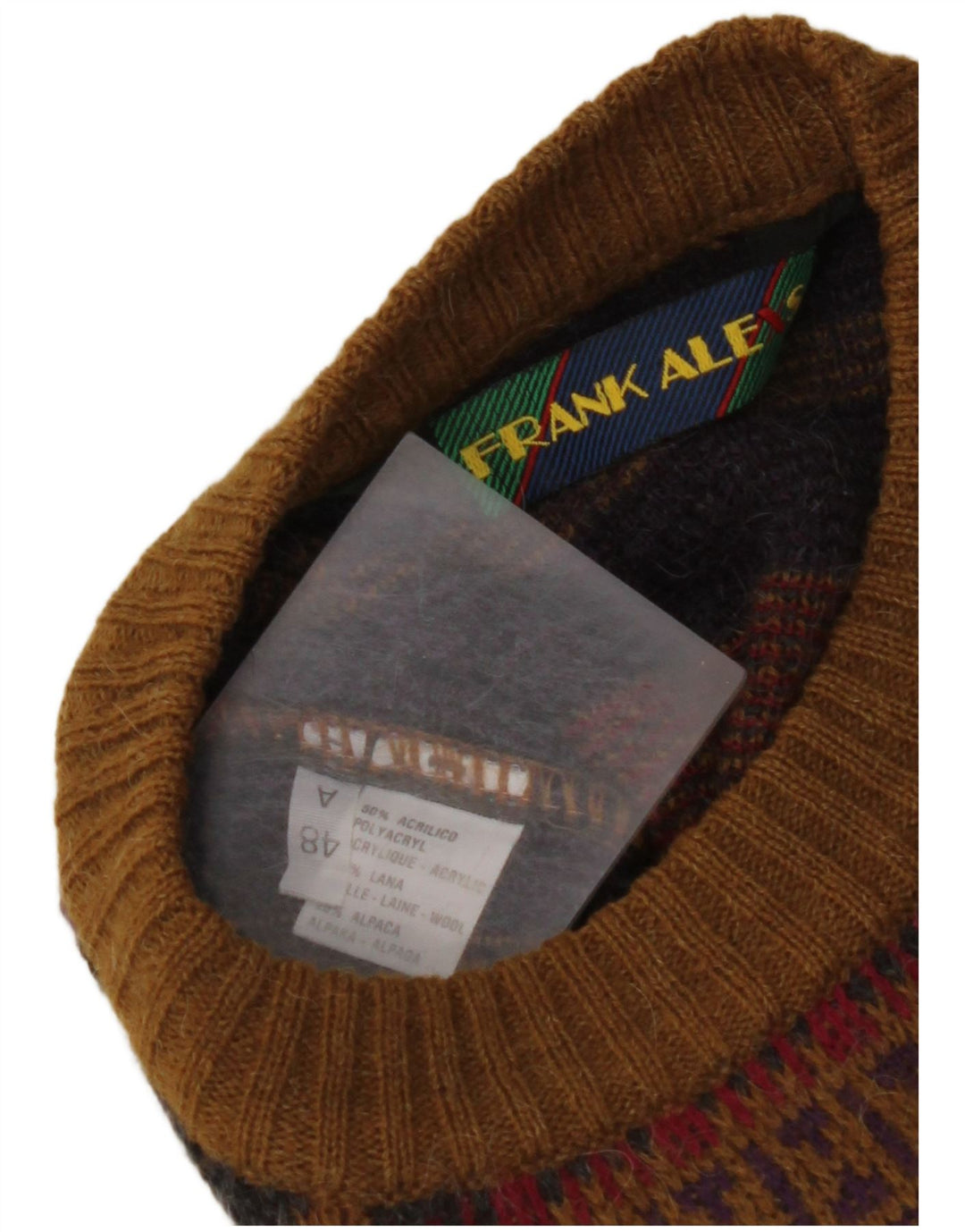 FRANK ALEXS Pulover pentru bărbați cu decolteu rotund IT 48 Maro Mediu Geometric