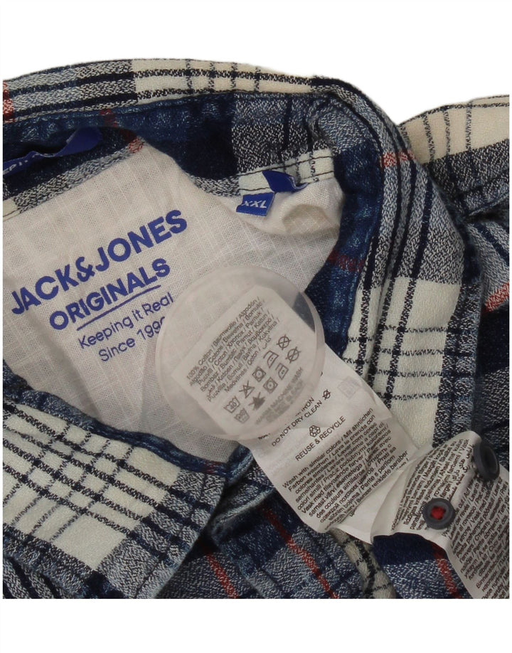Cămașă de flanel pentru bărbați JACK & JONES, bumbac cu carouri albastre 2XL