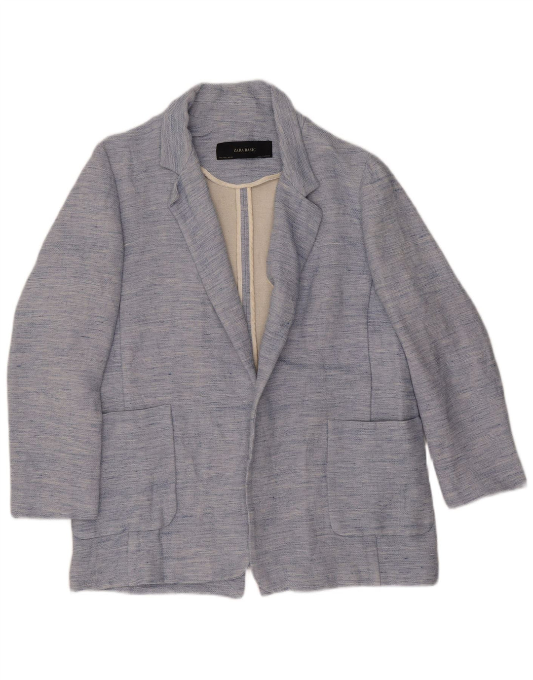 Jachetă blazer deschisă pentru femei Zara UK 14, mare, albastru, acetat