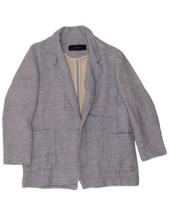 Jachetă blazer deschisă pentru femei Zara UK 14, mare, albastru, acetat