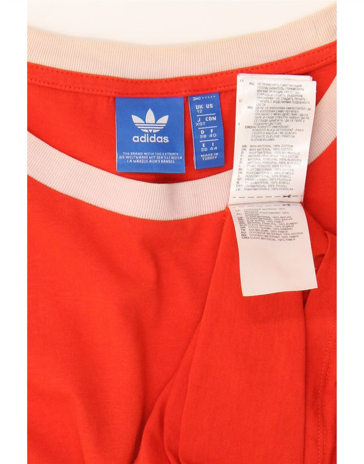 ADIDAS Womens T-Shirt Top UK 12 Medium Red Cotton