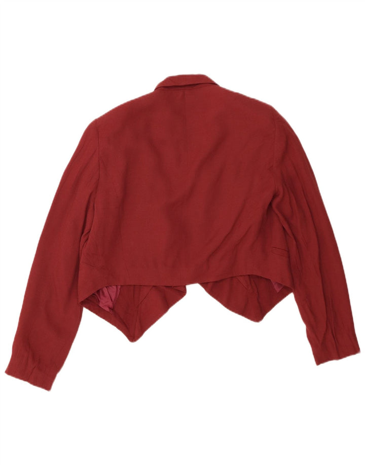Jachetă Topshop pentru femei Crop Open Blazer UK 8 Small Maroon Viscose