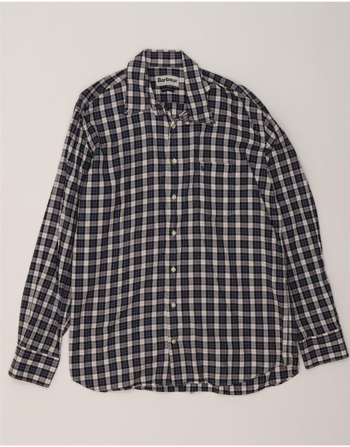 Cămașă de flanel pentru bărbați Barbour XL, bumbac cu carouri bleumarin