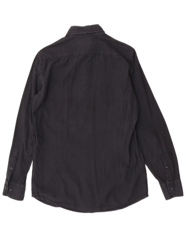 Cămașă Massimo Dutti Bărbați Mic Bumbac Bleumarin