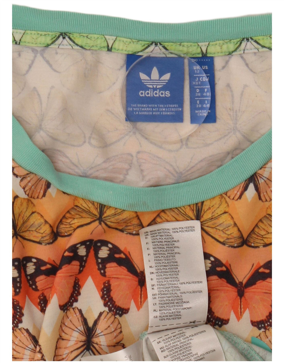 Tricou grafic ADIDAS pentru femei Top UK 12 Medium Multicolor Butterfly