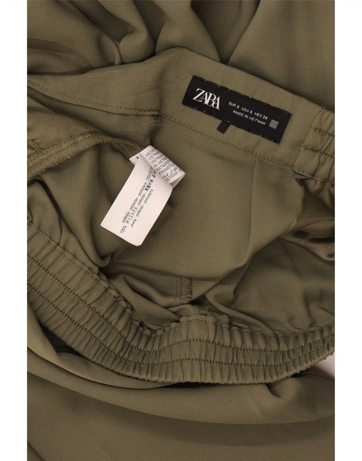 Pantaloni de trening Zara pentru femei UK 8 Small Kaki Poliester