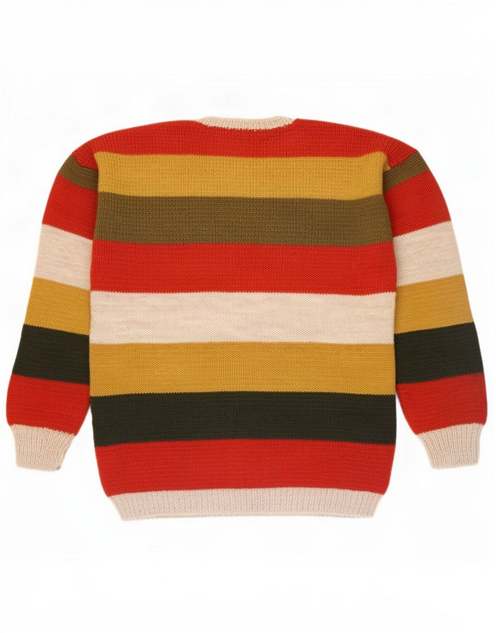 Pulover Vintage pentru bărbați cu gâtul turnat, mare, cu dungi multicolore