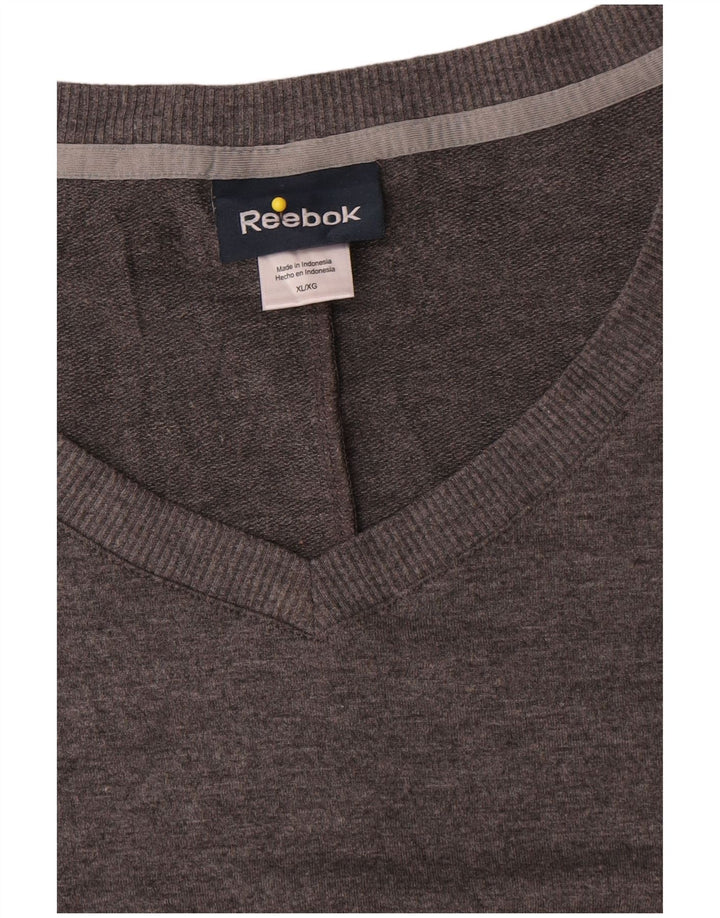 Pulover cu decolteu în V Reebok pentru femei UK 18 XL poliester gri