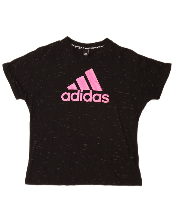 Tricou grafic Adidas pentru femei Top UK 12 Medium Black Flecked