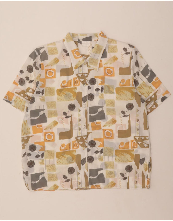 MICHAEL GOLD Womens Oversized Abstract Pattern Shirt UK 18 XL White