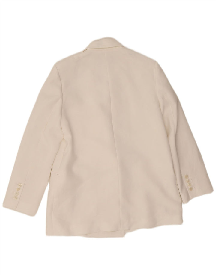 Jachetă Blazer pentru femei Zara, cu două piept, UK 14 Poliester alb mediu