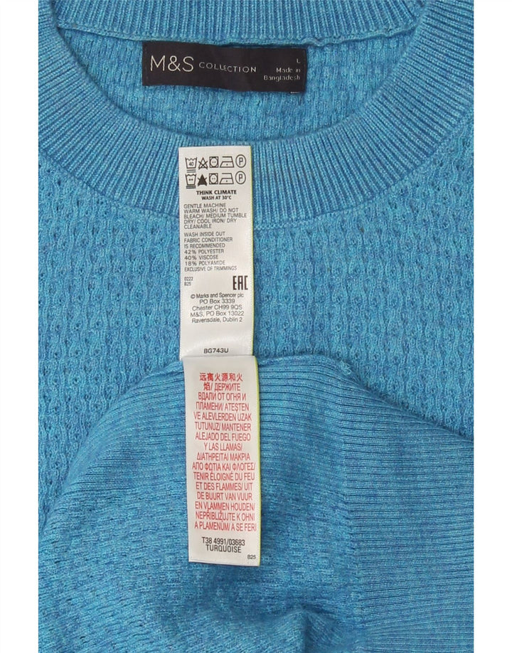 Pulover pentru bărbați Marks & Spencer, cu gât crew, poliester mare turcoaz
