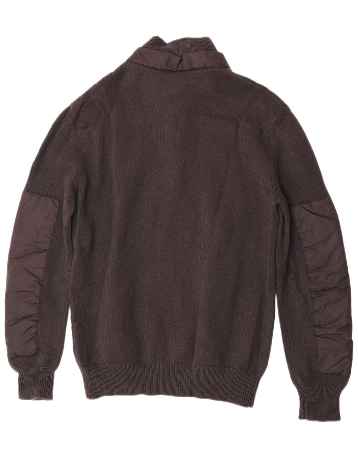 Pulover pentru bărbați Moncler cu fermoar și gât, lână mare, gri