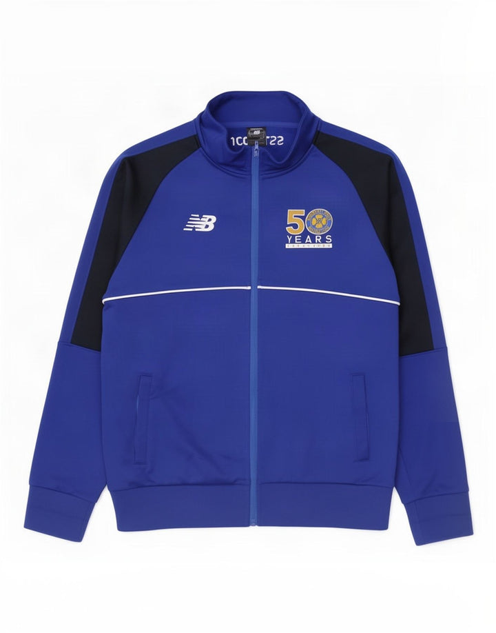 Jachetă de trening cu grafică New Balance pentru bărbați, albastru mediu, color block